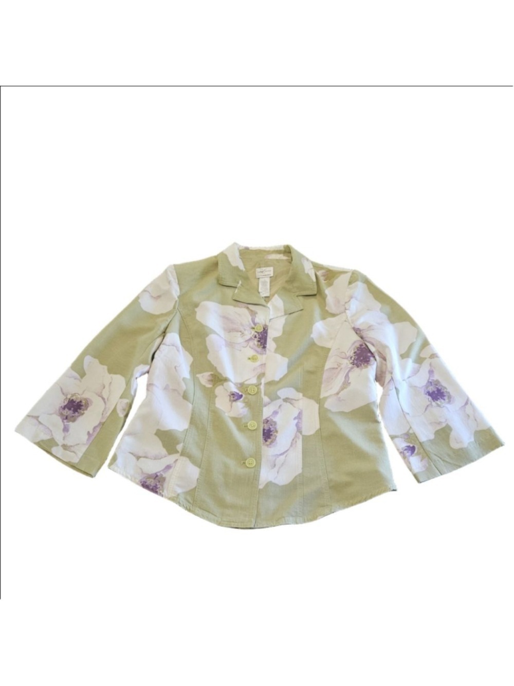Women's Emma James Green, White & Purple Floral Blazer, Size 12